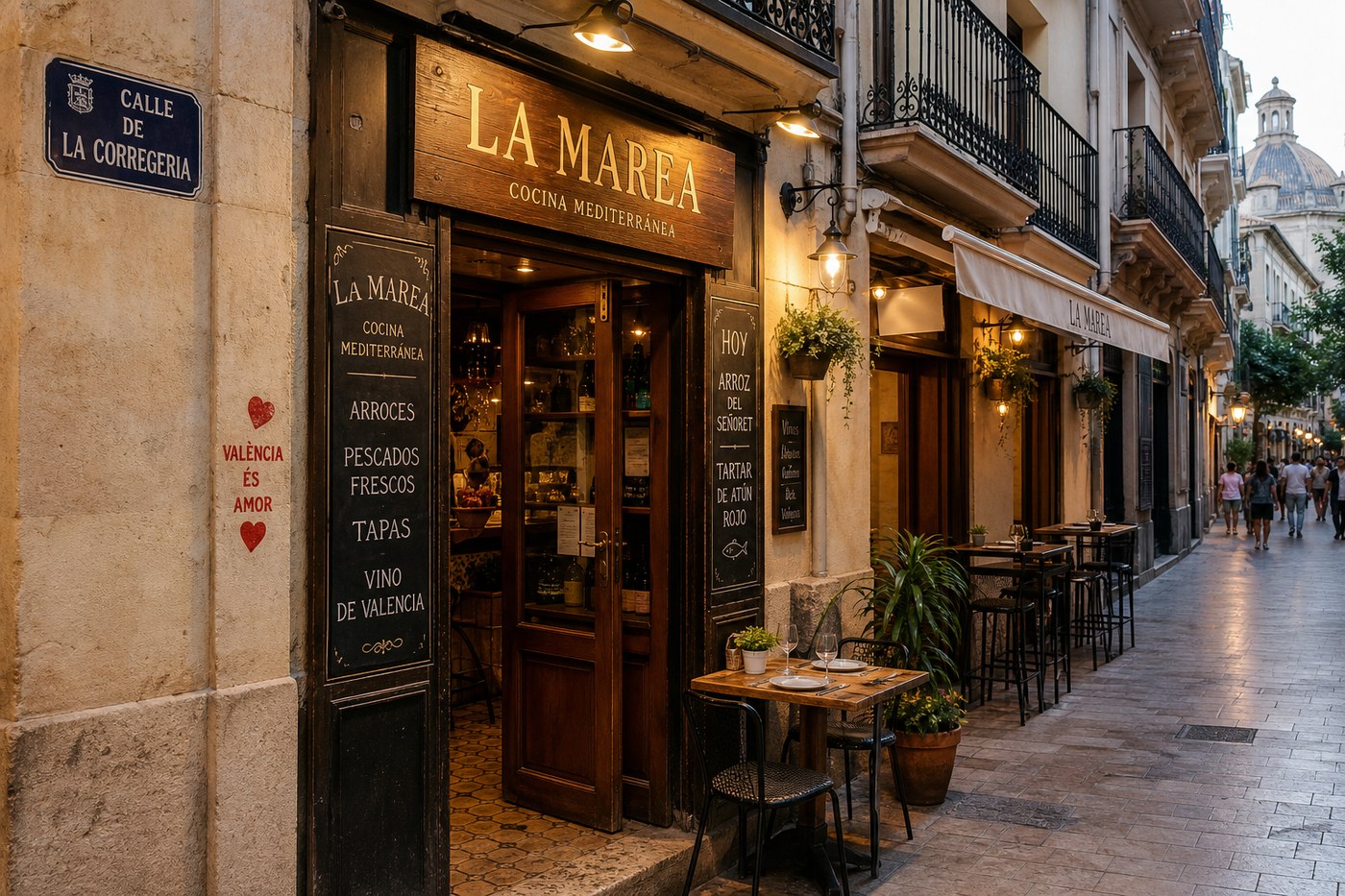 Fachada del restaurante en Calle de la Paz